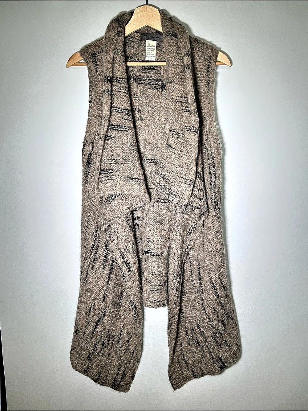 Elsamanda Made in Italy Mohair Wool Waterfall Sweater Vest One Size - Picture 2 of 12